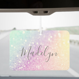 Glam Iridescent Glitter Personalised Colourful Car Air Freshener