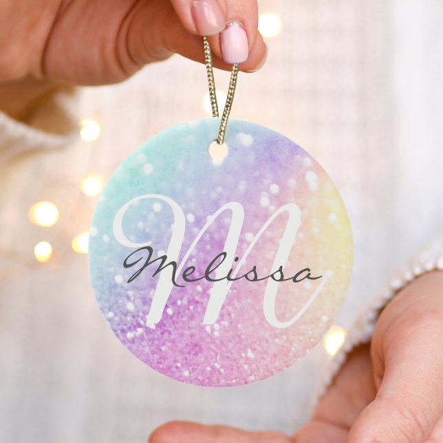 Glam Iridescent Glitter Personalised Colourful Ceramic Tree Decoration (Creator Uploaded)