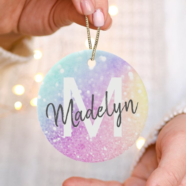 Glam Iridescent Glitter Personalised Colourful Ceramic Tree Decoration (Creator Uploaded)