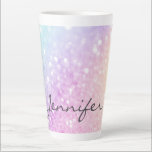 Glam Iridescent Glitter Personalised Colourful Latte Mug<br><div class="desc">Easily personalise this elegant colourful bokeh glitter pattern with your custom name and/or monogram.</div>