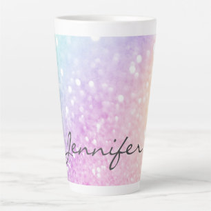Glam Iridescent Glitter Personalised Colourful Latte Mug