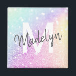 Glam Iridescent Glitter Personalised Colourful Magnet<br><div class="desc">Easily personalise this elegant colourful bokeh glitter pattern with your custom name and/or monogram.</div>