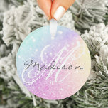 Glam Iridescent Glitter Personalised Colourful Ornament<br><div class="desc">Easily personalise this elegant colourful bokeh glitter pattern with your custom name and/or monogram.</div>