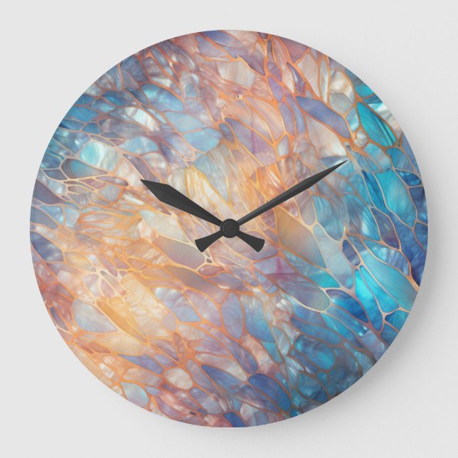 Glam Iridescent Opal Gemstone Elements  Large Clock (Front)