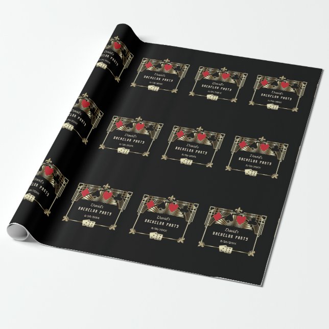 Glam Las Vegas Casino Royale Bachelor Party  Wrapping Paper (Unrolled)