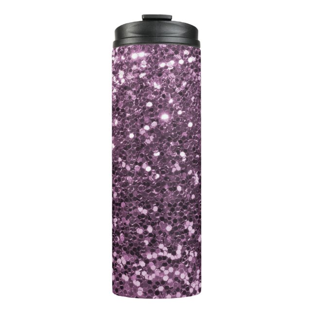 Glam Lavender Faux Glitter Purple Print Thermal Tumbler (Front)