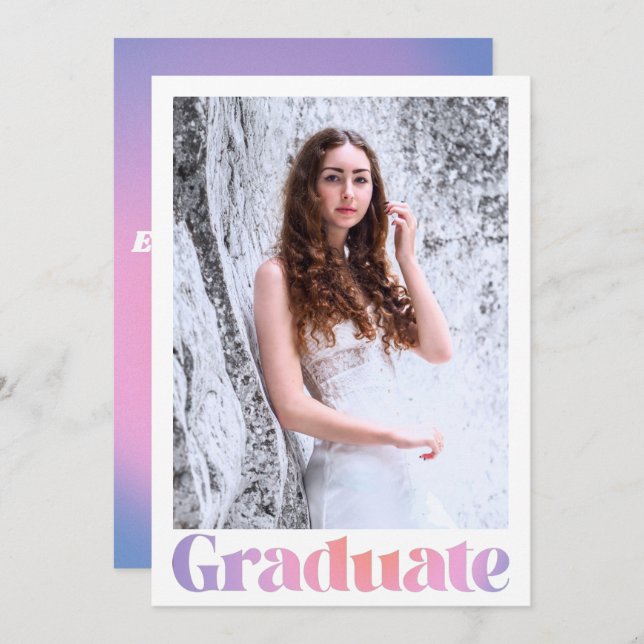 Glam Lavender Pink Custom Photo Graduation Party Invitation (Front/Back)