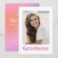 Glam Lavender Pink Gradient Photo Graduation Party