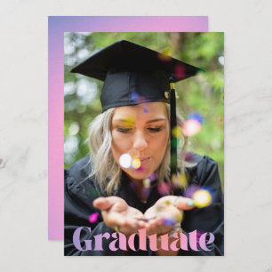 Glam Lavender Pink Photo Overlay Graduation Announcement