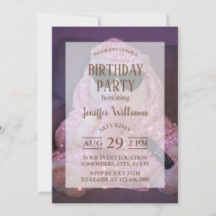    Glam Lazy Cat in Sunglasses with Sparkly Drink  Invitation