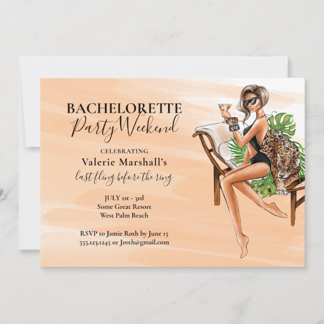 Glam Leopard Bachelorette Party Weekend Invitation (Front)