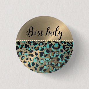 "Glam Leopard Boss Lady 3 Cm Round Badge