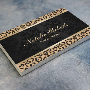 Glam Leopard Hair Stylist Makeup Beauty Salon Business Card