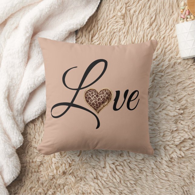 Glam Leopard Heart Love Design Cushion (Blanket)