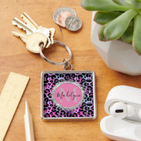Glam Leopard Pink and Purple Monogram