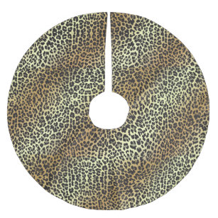 Glam Leopard Print and Gold Foil Brushed Polyester Tree Skirt