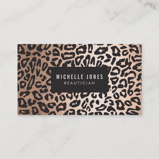 Glam Leopard Print Stylist Salon Business Cards (Front)