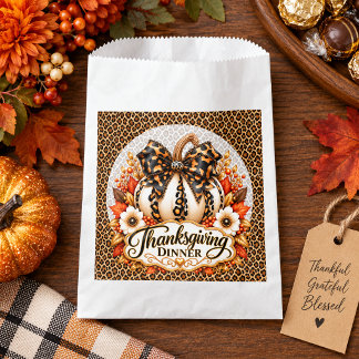 Glam Leopard Pumpkin Thanksgiving Dinner Favour Bags