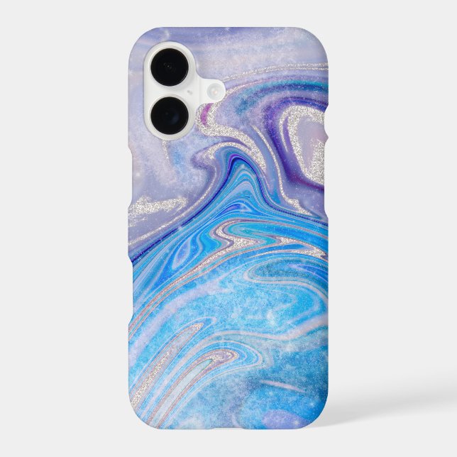 Glam light blue purple silver glitter marble samsung galaxy case (Back)