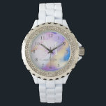 Glam Lilac Gold Abstract Paint Elegant Monogram Watch<br><div class="desc">Easily personalise this glamourous style abstract lilac watercolor paint and faux gold spray background with your custom details.</div>
