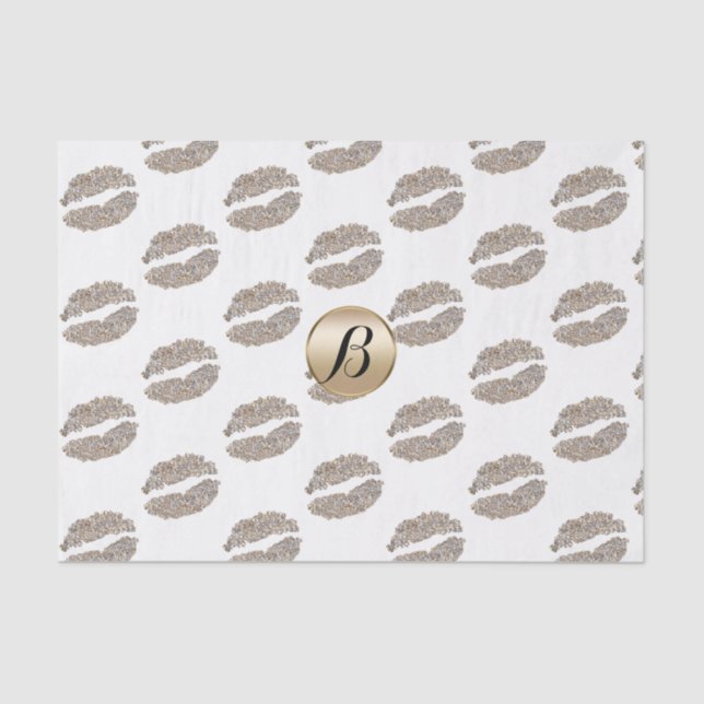 Glam Lips Kiss Glamour Chic Monogram Modern Party Tissue Paper (Front)