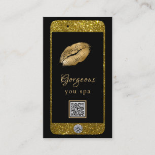 *~* Glam Luxe Cell Phone Gold QR LOGO Glitter Business Card