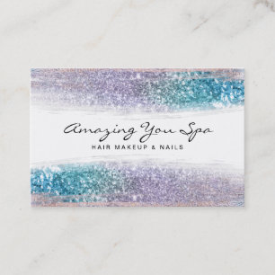 *~* Glam Luxe Gold Rainbow Ombre Glitter Business Card