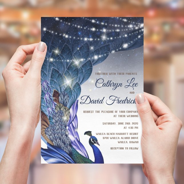 Glam & Luxe Peacock Evening Wedding Invite (Creator Uploaded)