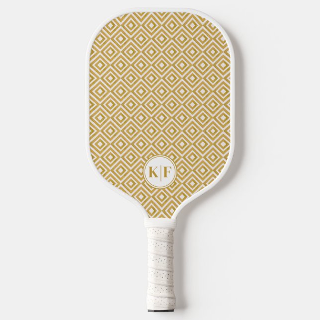 Glam Luxury Monogram personaliz Pickleball Paddle (Front)