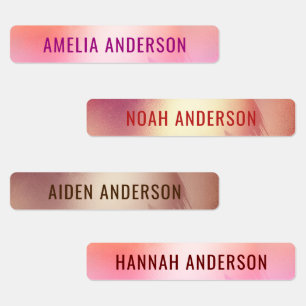Glam Luxury Rose Gold Waterproof Name Labels