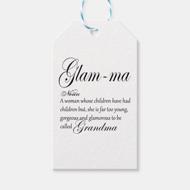 GLAM MA grandma definition Gift Tags (Front)
