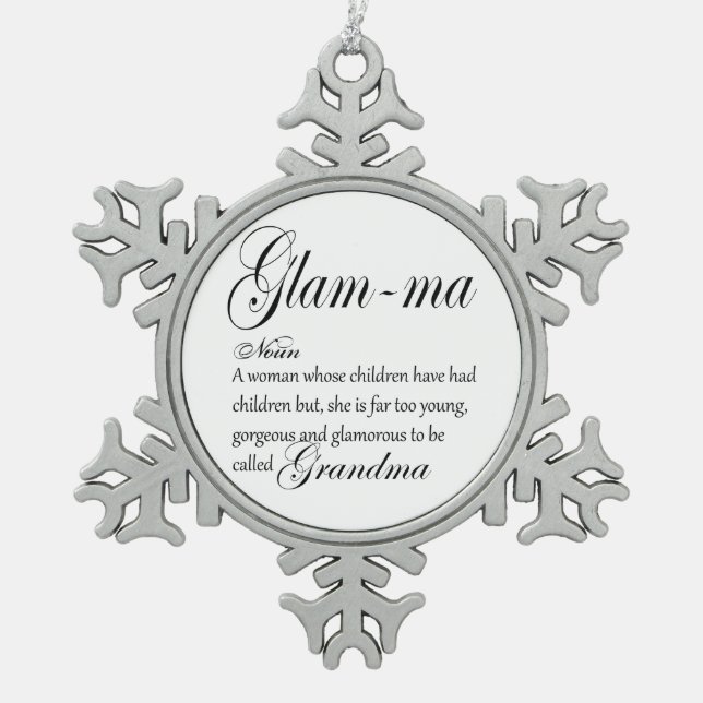 GLAM MA grandma definition Snowflake Pewter Christmas Ornament (Front)