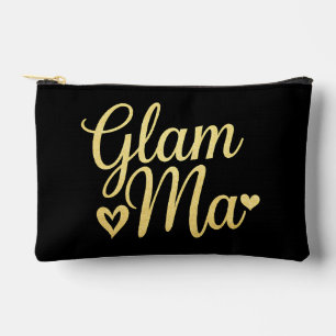 Glam Ma Heart Gold Mum Grandma Mother's Day Accessory Pouch