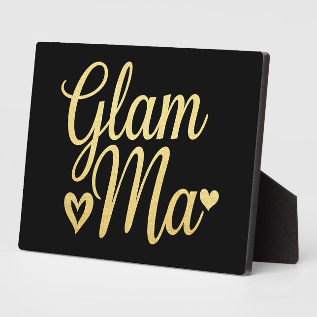 Glam Ma Heart Gold Mum Grandma Mother's Day Plaque (Side)