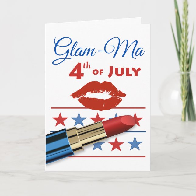 Glam Ma Mum Fourth of July Red Lipstick Card (Front)