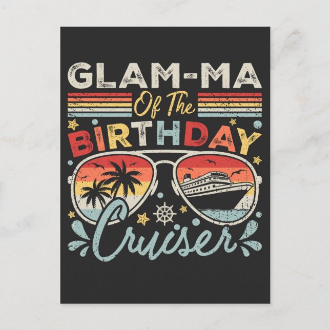 Glam-ma of the Birthday Cruiser Vacation Postcard (Front)