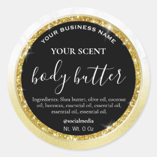Glam Marble Gold Glitter Black Body Butter Labels
