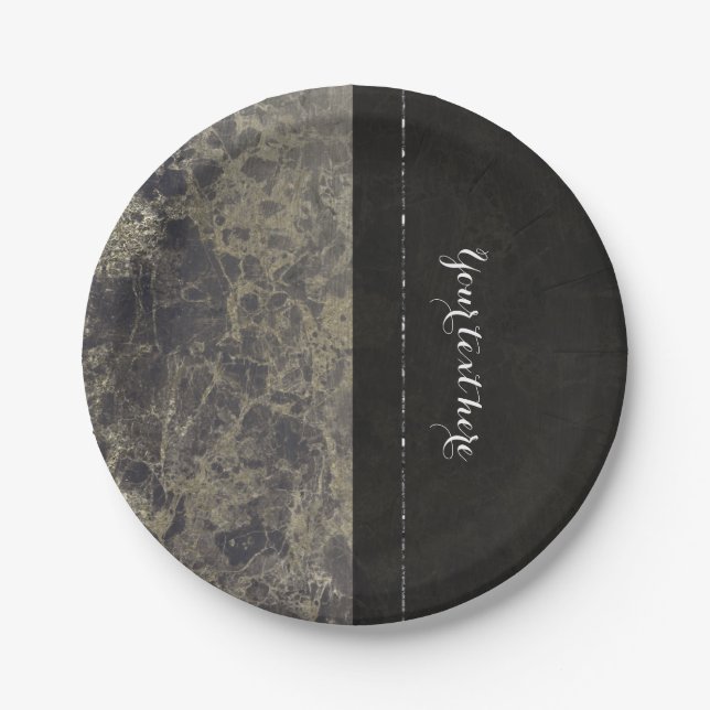 Glam Marble Granite Shimmer Elegant Designer Style Paper Plate (Front)