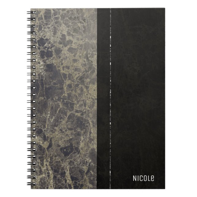 Glam Marble Granite Shimmer Elegant Designer Style Spiral Notebook (Front)