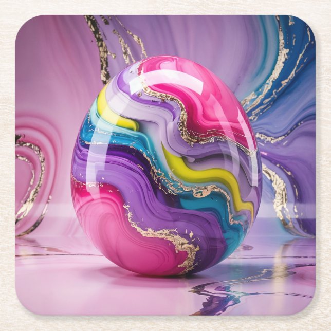Glam Marble Swirls Gold Egg Coaster Set (Front)