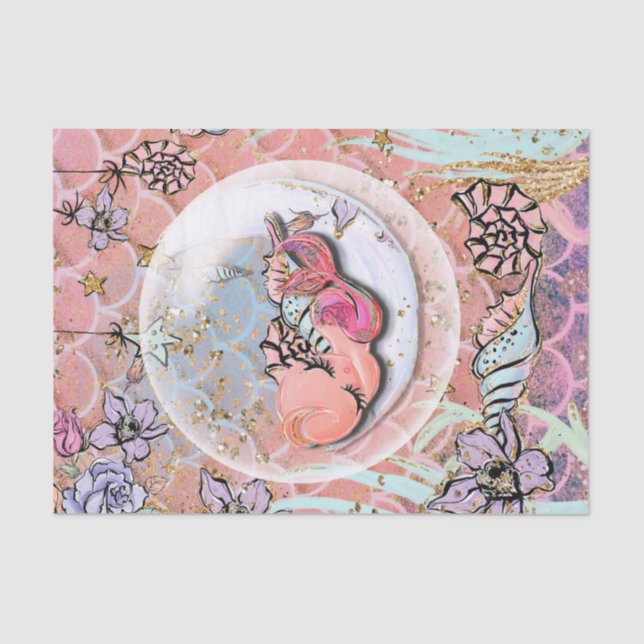 Glam Mermaid Girls Baby Shower Birthday Party Tissue Paper (Front)