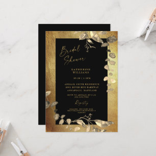 Glam Metallic Gold and Black Bridal Shower Invitat Invitation