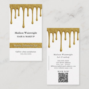 Glam Metallic Gold Glitter Drips Business Card