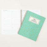 Glam Mint Green Gold Dots Pattern Personalised Planner<br><div class="desc">Glam Mint Green Gold Dots Pattern Personalised Planner</div>