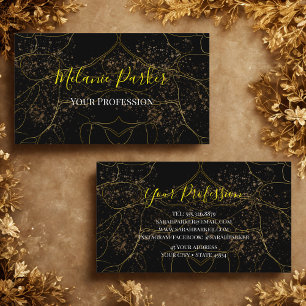 Glam Modern Black Gold Glitter  Business Card