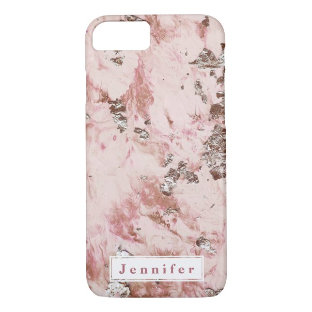 Glam modern blush pink golden marble personalised Case-Mate iPhone case (Back)