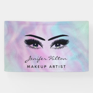 Glam modern chic holographic eyelashes & eyebrow banner