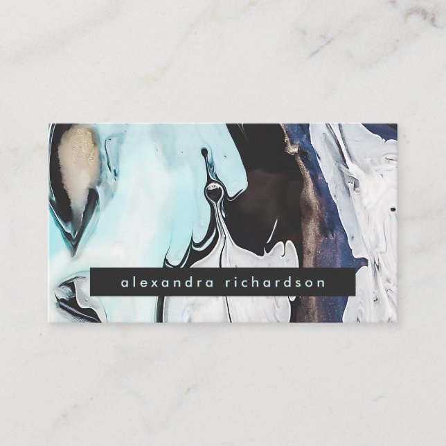 Glam Modern Ink Swirls Business Card (Front)
