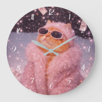 Glam Money Cat in Pink Fur Coat and Sunglasses