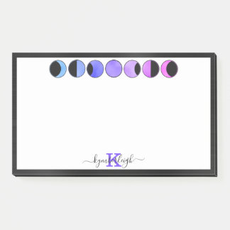Glam Moon Phases Monogram Name Large Rectangular Post-it Notes